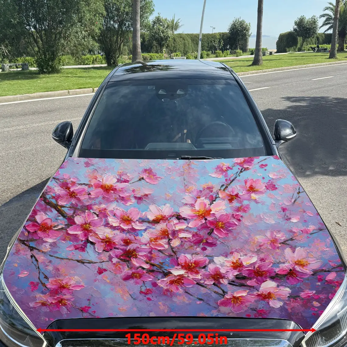 Cherry Blossom Car Hood Stickers,Durable PVC Vinyl Packaging,Enhanced Protection And Style,Easy To Apply And Disassemble,Suitabl