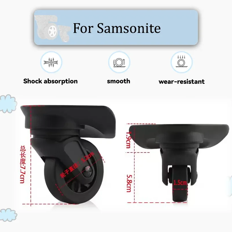 Para Samsonite 75R juego de repuesto de ruedas de equipaje portátiles 360 ° Ruedas giratorias silenciosas Accesorios para maletas resistentes al desgaste