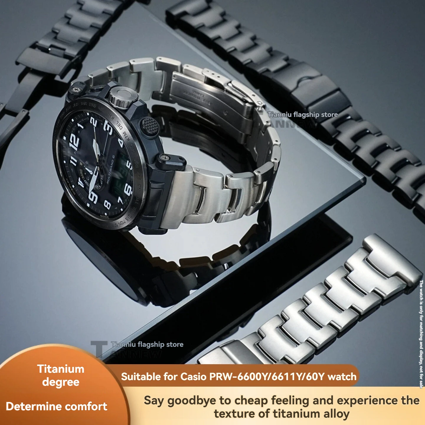 Ultra-Light & High-Performance Titanium Band for Casio, 23mm Waterproof Replacement Strap PRJ-B00 PRW-6900Y 6800 3400 GA-2300