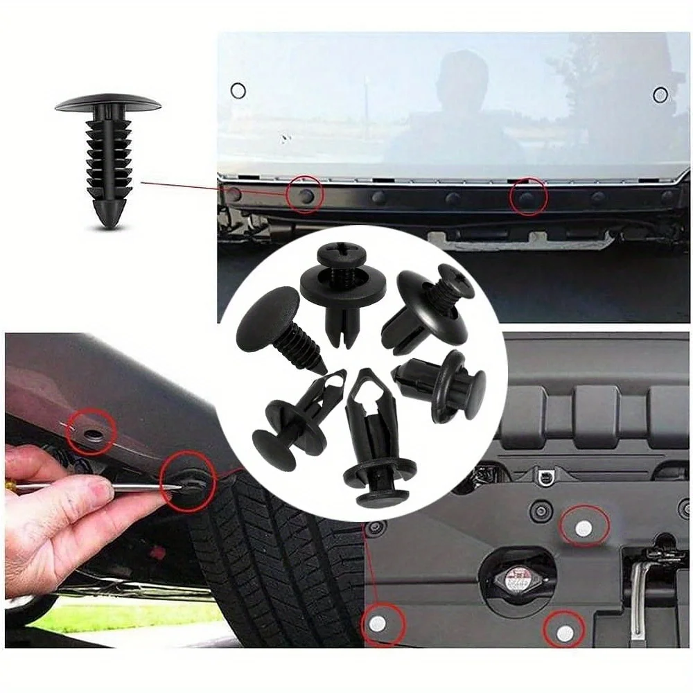 190pcs Car Retainer Clips 6 Size Plastic Fasteners Kit Auto Trim Panel Clip Mixed Car Body Bumper Rivet Set