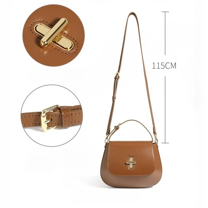 Minimalist Shoulder Bag for Women Premium Genuine Leather Everyday Casual Small Soft Chestnut Brown Crossbody Bag Luxury Handbag