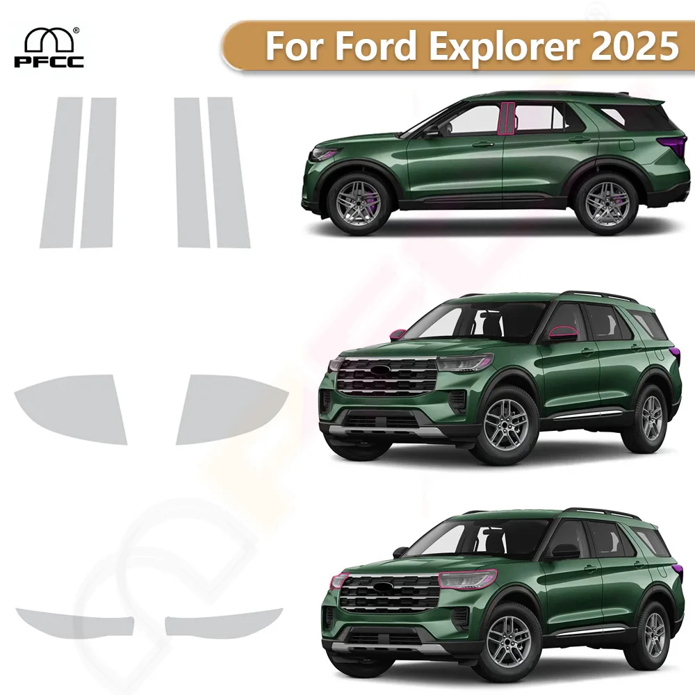 

For Ford Explorer 2025 Headlight Rearview B C Pillar TPU Paint Protection Film Pre-cut PPF Bra Anti-scratch Kit Resistant Cover