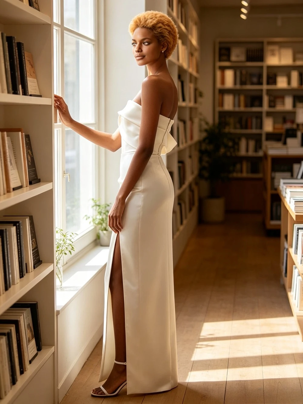 Customized Strapless Satin Wedding Dress 2026 High Slit Mermaid Bridal Gown with Bow Detail Elegant Minimalist Bride Dress