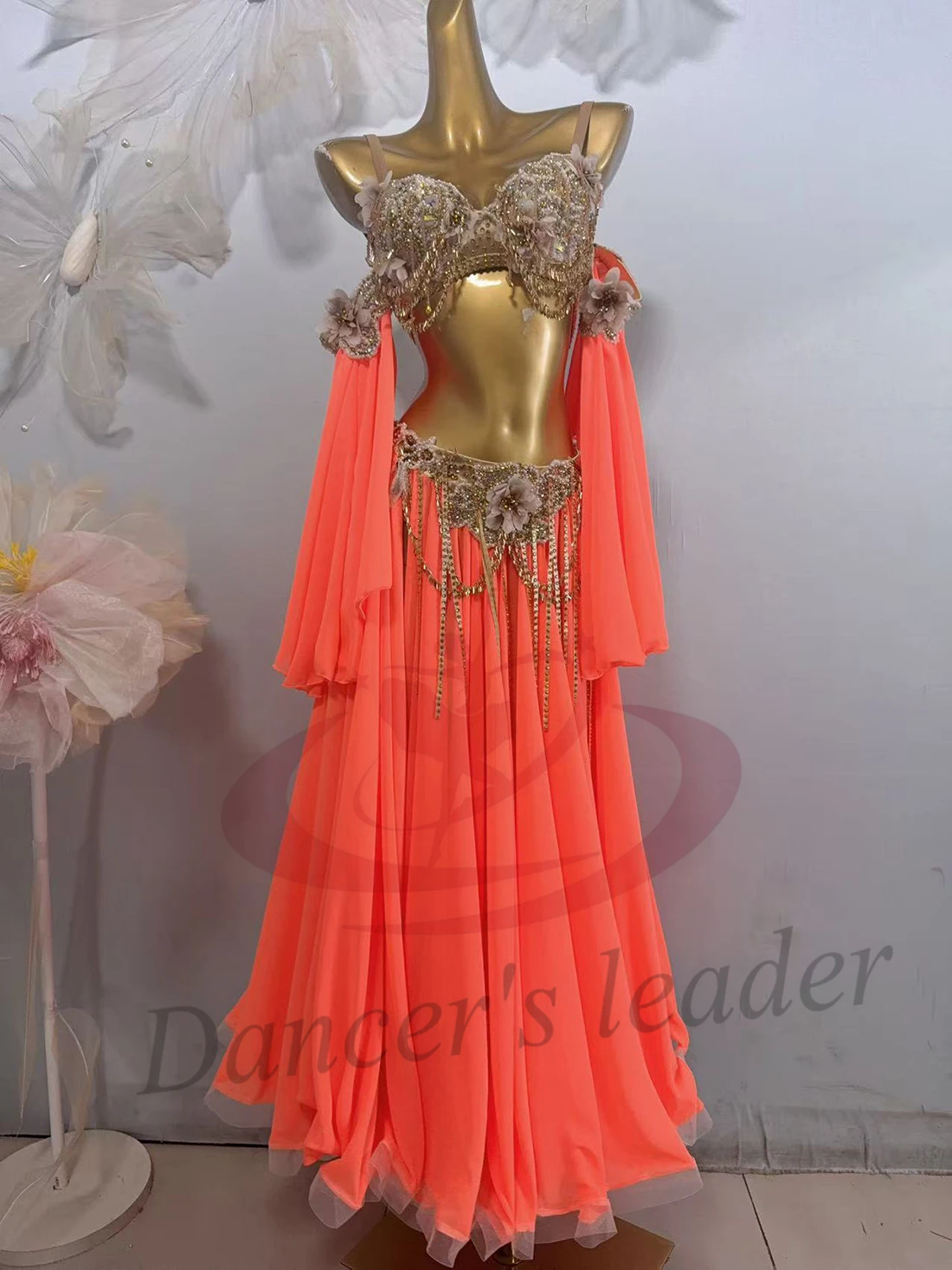 Latin Dance Adult Children'S Dress Rhinestone High-End Custom Split Style Belly Dance Tango Female Adult Professional Clothing