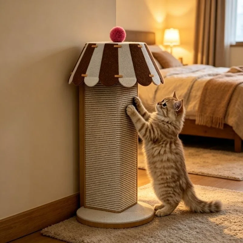 Small Wall-Mounted Sisal Cat Scratching Post, Durable Sofa Protector, Pet Accessory