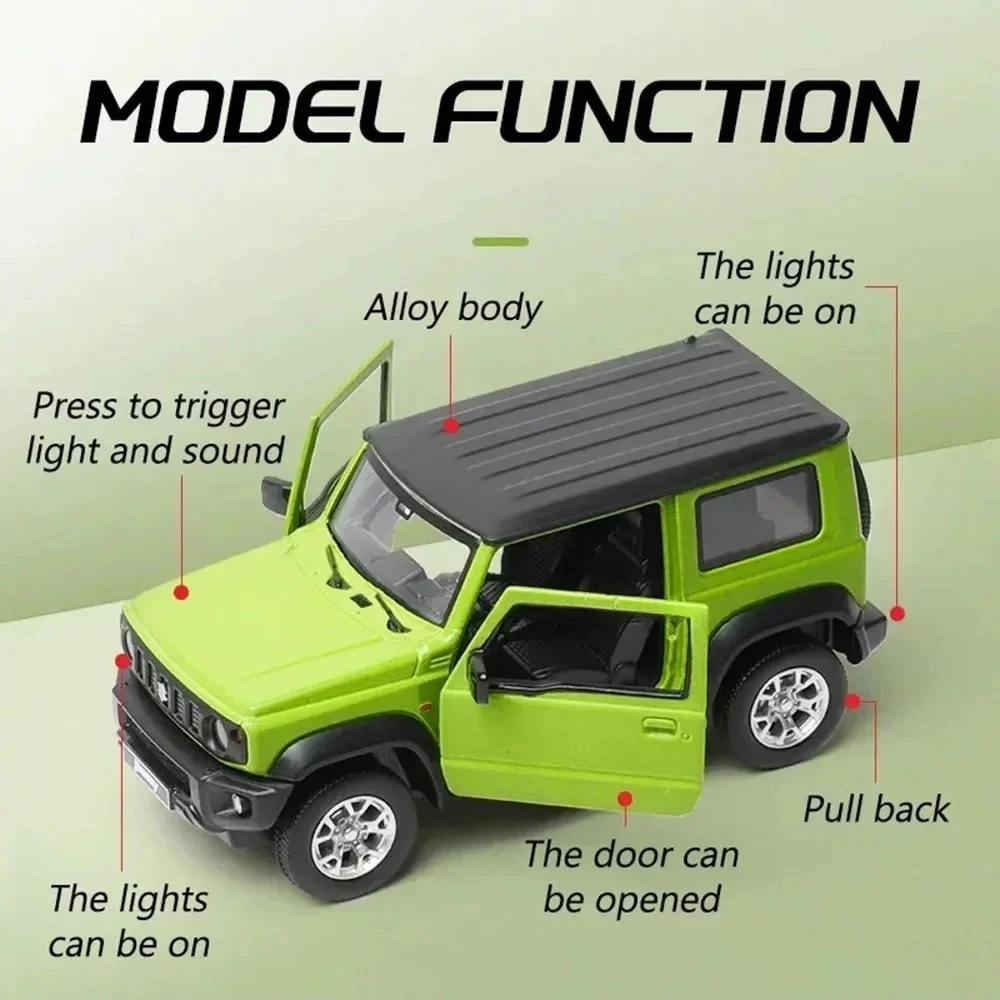 1/26 Suzuki Jimny SUV Modellauto Metalldruckguss Legierung Spielzeugautos Modell mit Zurückziehen Geländefahrzeugen für Kinder Geschenkkollektion