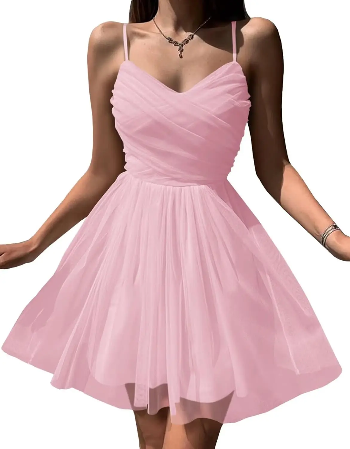 

Youth Back To School Dress 2025, Mini Ball Dress Spaghetti Backless Lace Up Ruffled, Birthday Party Cocktail Party Evening Dress