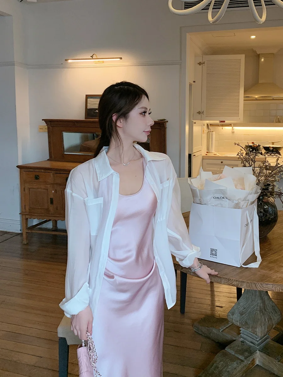 

Sun Protection Women's irt Thin Silk Outerwear Cardigan Spring 2025 Commute Sle Loose Fit Long Sve Collar