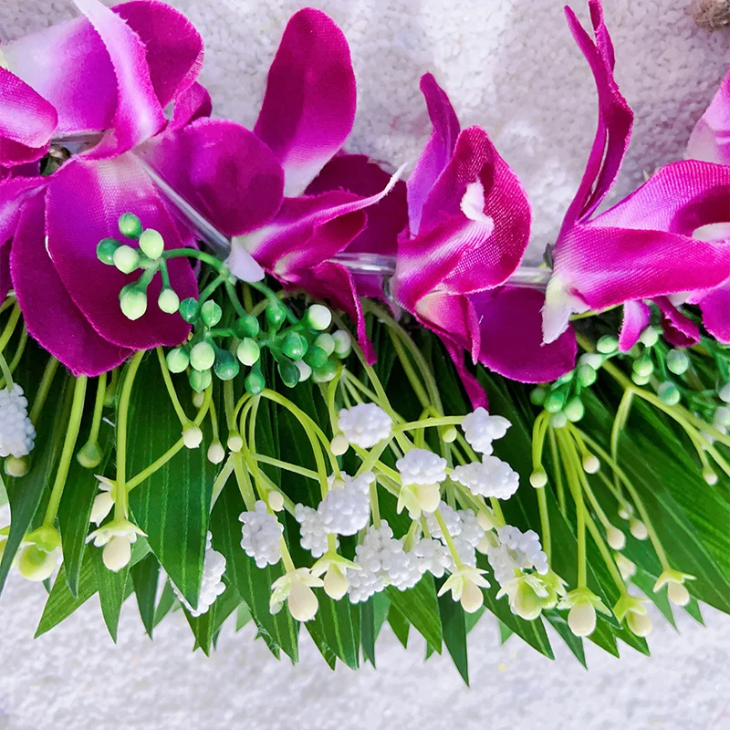 2024 New Arriaval Romantic Orchid With Ti Leaf Tongan Lei Luxury Flower Hawaii Leis Hula Dance Performance