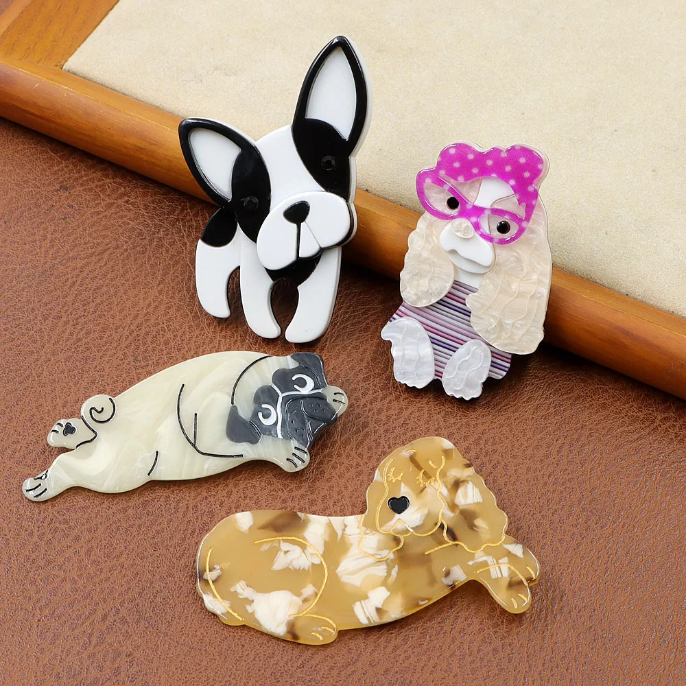 CINDY XIANG New Arrival Cute Acrylic Dog And Cat Brooches For Women Fashion Vivid Animal Corgi Kitty Pin Sweater Accessories