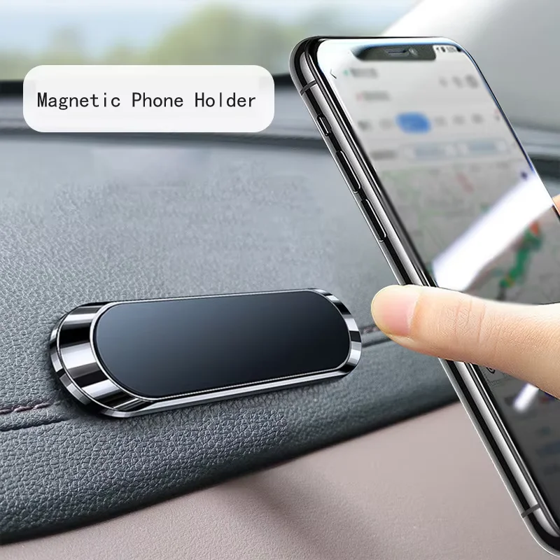 Simple Mini Strip Shape Magnetic Car Phone Holder Car Accessories GPS Navigation Support Stand for iPhone Huawei Samsung Xiaomi