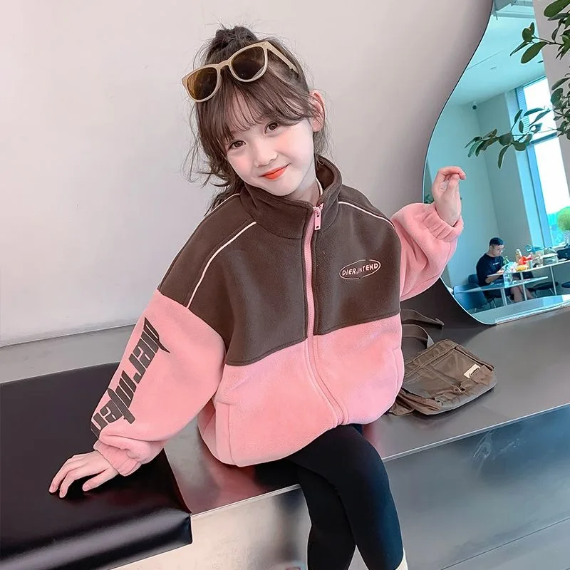 

Girls' Winter 2025 New Cotton Coat Kids' Fleece Lined Thickened Winter Jacket Trendy Kids Clothing