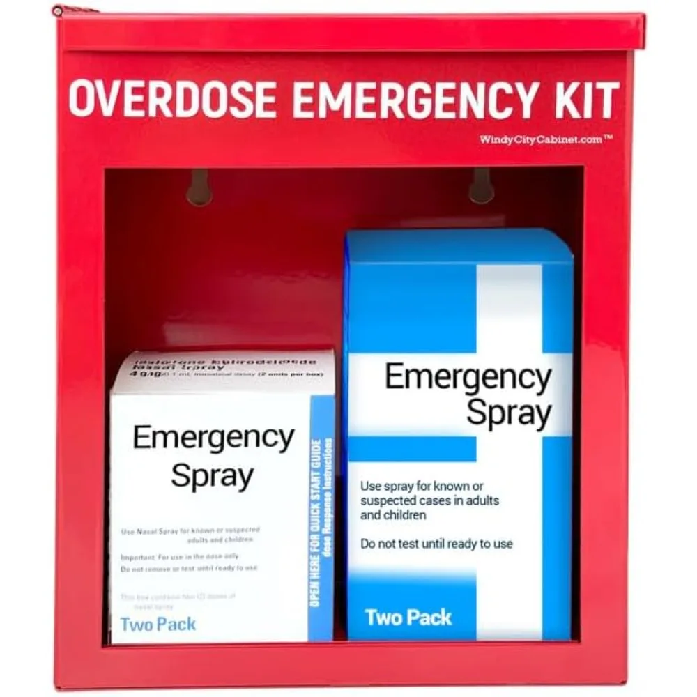 

Overdose Emergency Kit Non-Locking Cabinet - High Visibility & Secure, 22 Gauge Steel, Wall Mountable with Acrylic Window, Break