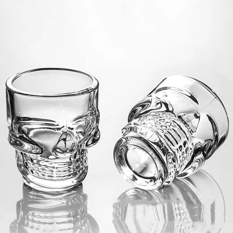 1pcs 50ml Skull Head Shot Glass Fun Creative Clear Crystal Party Wine Cup Transparent Beer Steins Halloween Gift