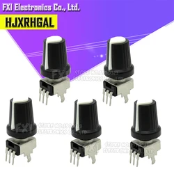 5Set = 10 pezzi RV09 verticale 1K ~ 500K Ohm resistenza regolabile 3pin potenziometro di tenuta per Arduino con manopola tappo bianco (5 pezzi 5 pezzi)