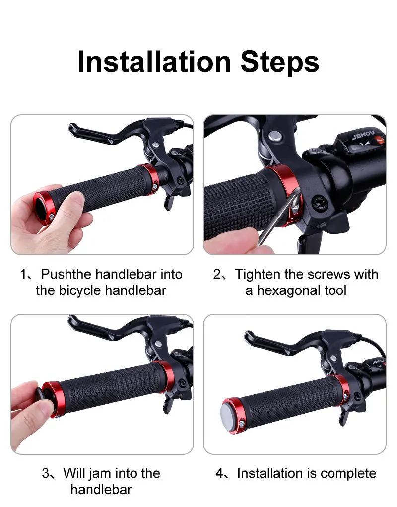 PE Rubber MTB Alloy Cuffs Bilateral Lock Bicycle Handle Grip Anti-skid Cycling Handlebar Sleeve BMX Bike Accessories