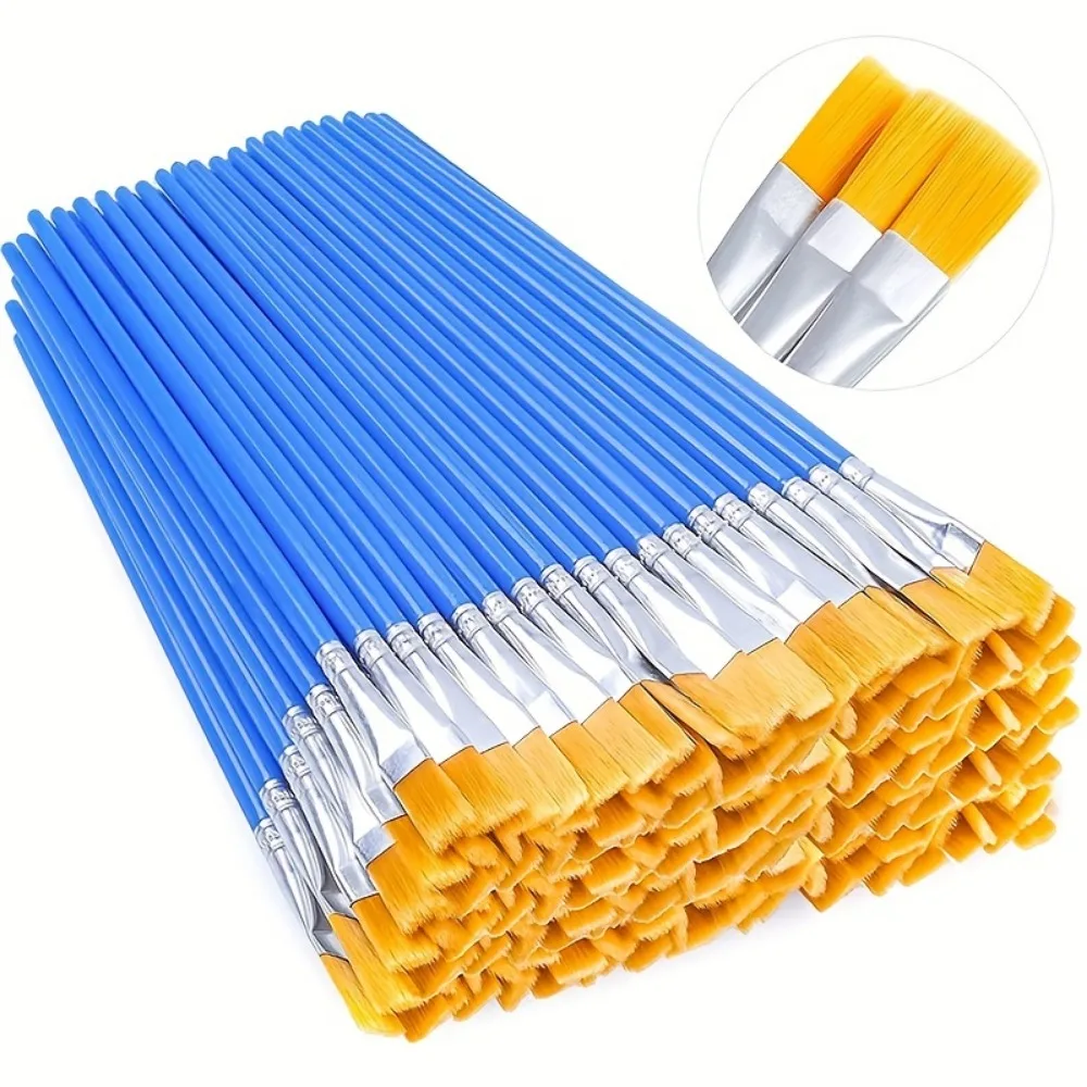 30 pezzi piccolo pennello piatto per capelli in Nylon Fine per disegnare pennelli per acquerello pennelli per pittura penna per cancelleria