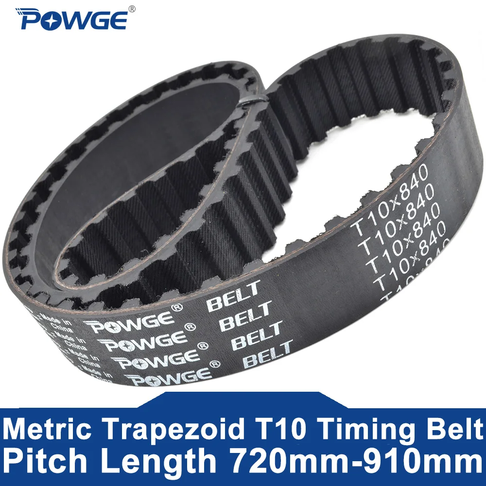 POWGE 2PCS T10 Timing belt Lp=720 730 740 750 760 770 780 790 800 810 830 840 850 860 870 880 890 900 910 Width 10-50mm Rubber