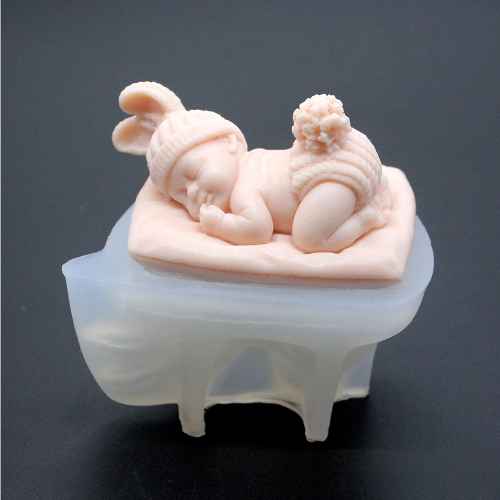 New 1Pcs 3D Sleeping Baby Silicone Mold Chocolate Candy Fondant Mould DIY Handmade Soap Candle Plaster Resin Making Kitchen Tool