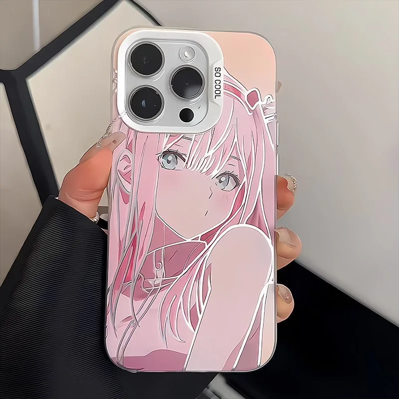 Japanese anime darling the franxx zero two pink Phone Case for iPhone 15 13 12 11 14 Pro Max XS XR 7 8 Plus X SE lovely Coque