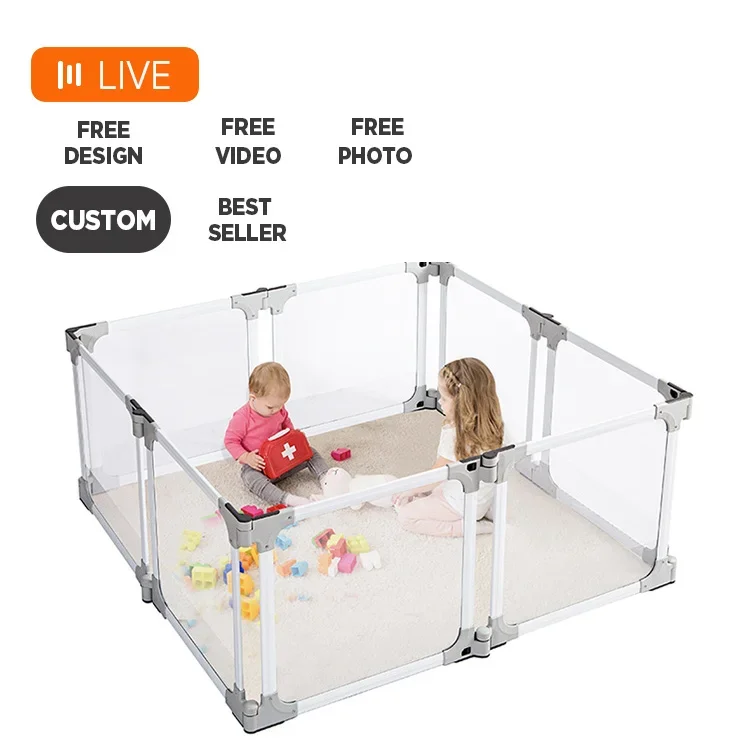 

2024 Bebe Kids Playpen Foldable Connectable Design Safety Indoor Fence Baby Play Pen For Pets