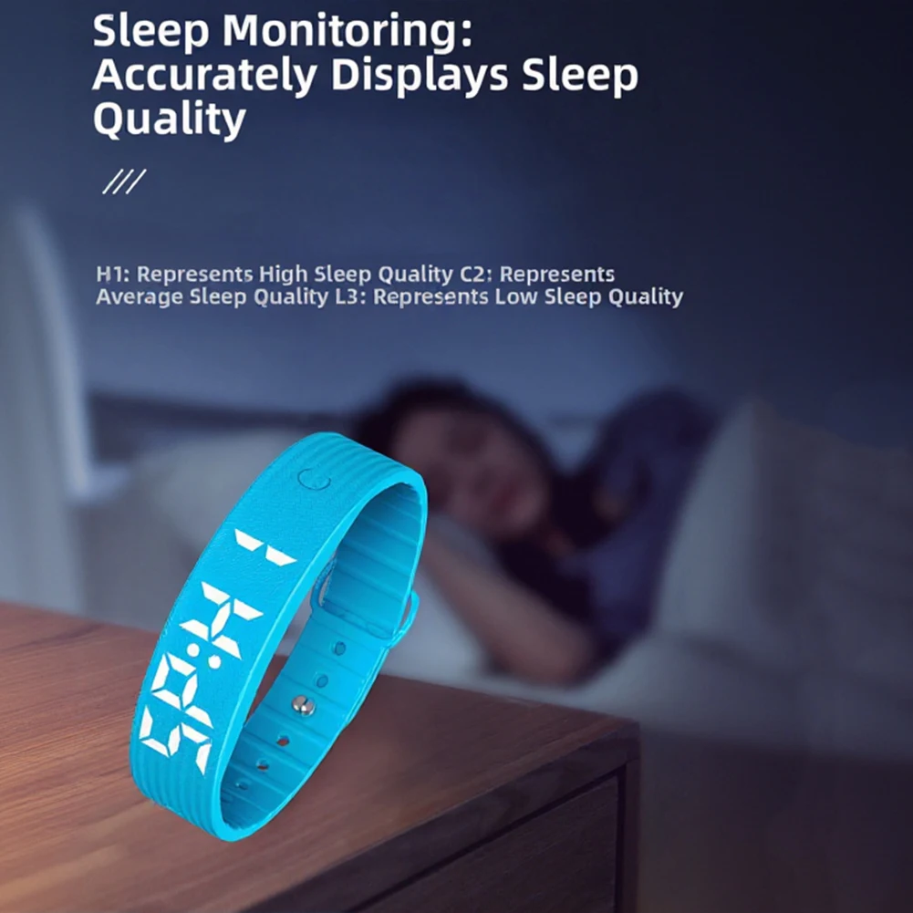 

1pc Vibrating Alarm Wristband Silicone Rechargeable Countdown Timer Stopwatch Monitoring Step Sleep Monitor Bracelet
