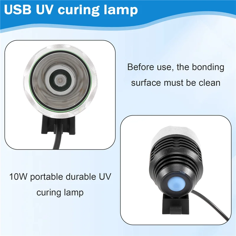 USB UV Curing Light, 10W Portable Durable Ultraviolet Glue Curing Light Lamp, For Mobile Phone Repair