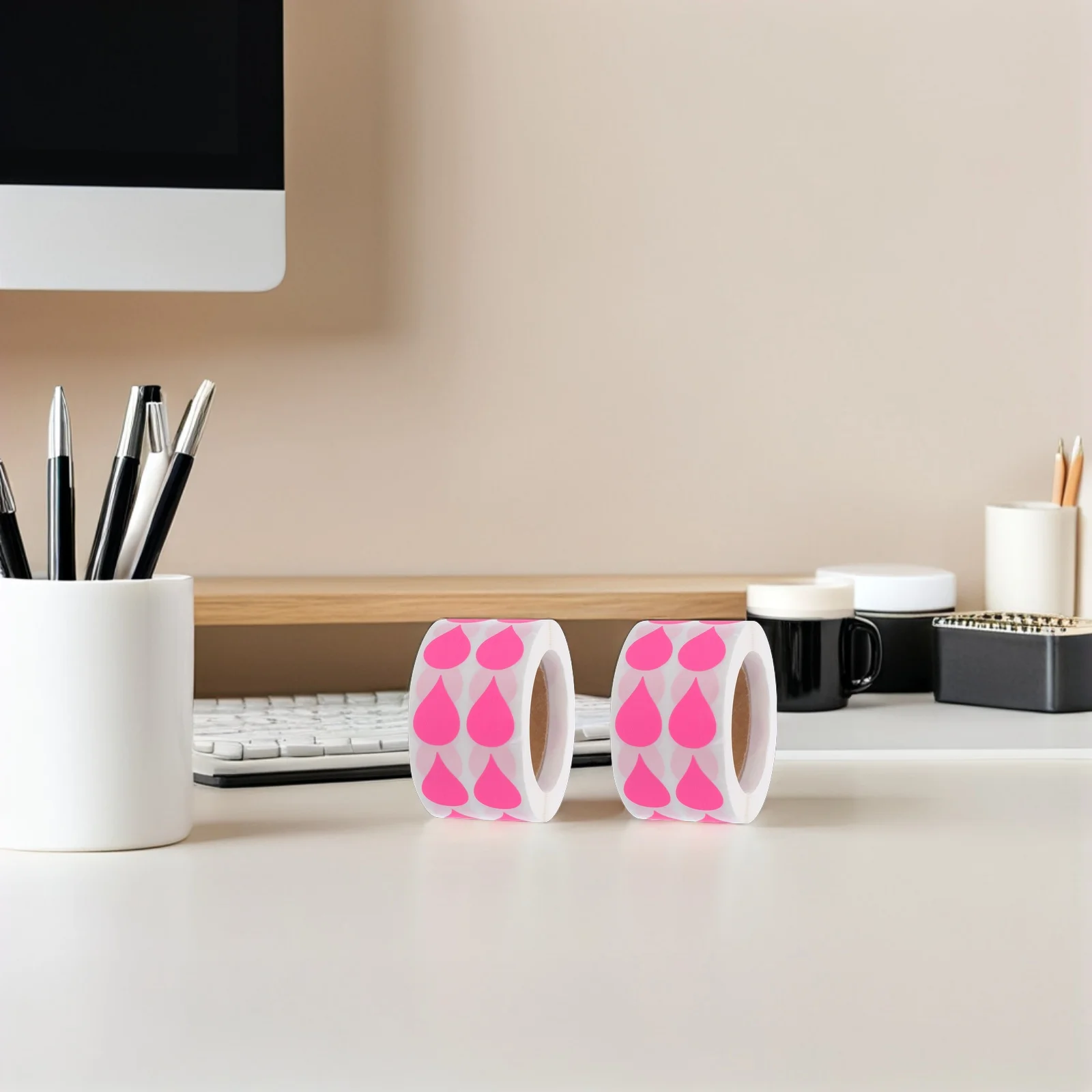 2 لفات من ملصقات الدمعة النيون الفلورسنت القابلة للكتابة ملصقات ذاتية اللصق لتخزين المواد الغذائية ومخزن المطبخ وتنظيم الفصول الدراسية