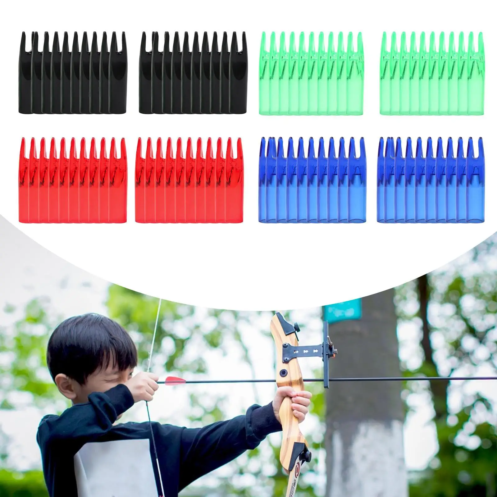 50Pcs Archery Arrow Nocks Arrow Shaft Nocks Compound Bow Arrow Nocks Tail End Nocks Replace for Outdoor Sports Practice Hunting