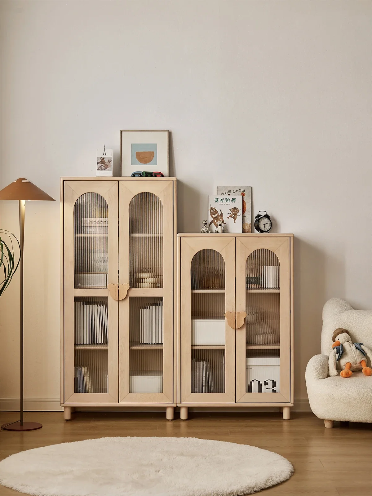 Simple Modern Cream Style Locker Teenagers Living Room Storage Cabinet Log Display Cabinet