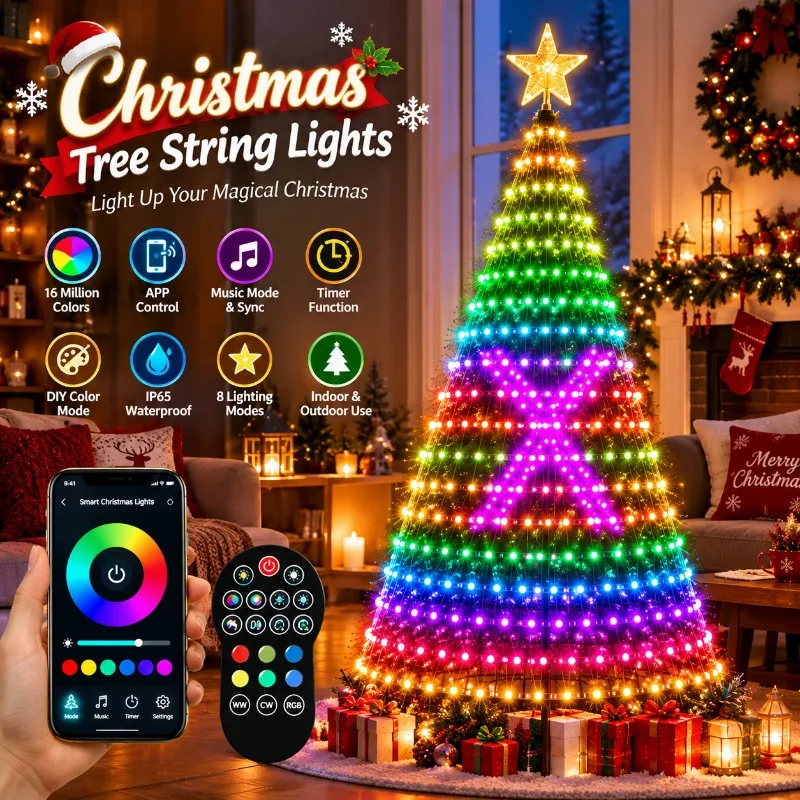 2.1M 2.1M Smart LED Christmas Star String Light Romantic Warm White Fairy Festive Lamps for Xmas Trees Indoor Outdoor Home Party Deco - Aliexpress Deal