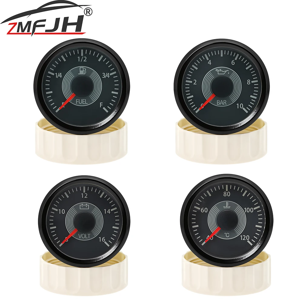 

52mm Digital Fuel Level Gauge Water Temp Meter Oil Press Indicator Voltmeter Classic Pointer Gauge With Red/Yellow Backlight