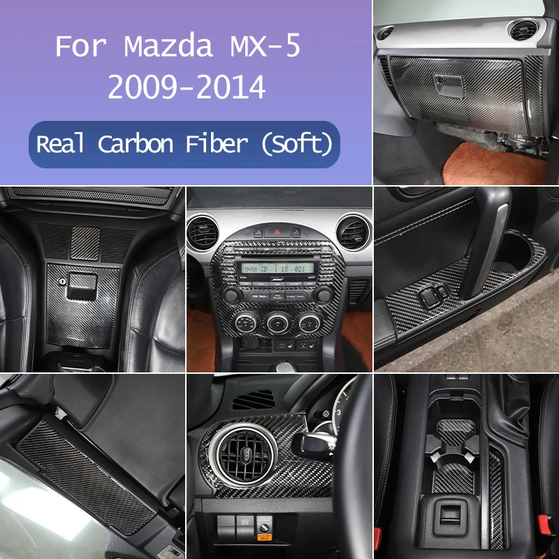 For Mazda MX-5 NC Carbon Fiber Car Gearshift Air Conditioning Outlet CD button Panel Frame Cover Trim Sticker Auto Accessories