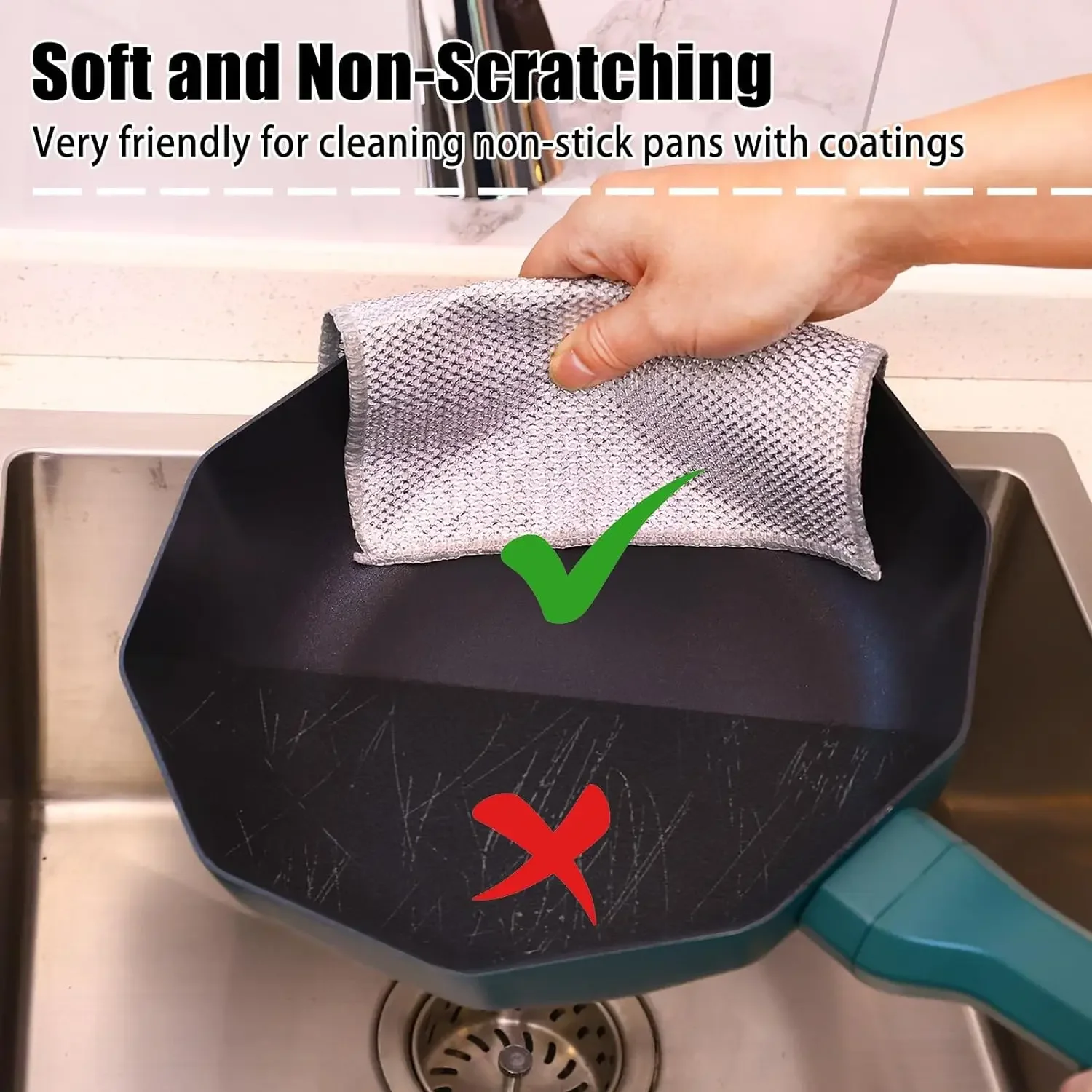 20/1pcs Kitchen Steel Wire Wipes Double-side Scouring Pad Cloths Dish Magic Cleaning Rag Non-Scratch Scrubber Thicken Mesh Towel