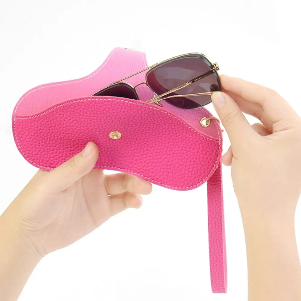 PU Leather Handmade Glasses Bag Sunglasses Case Portable Myopia Protector Simple Hanging Neck Wrist Storage Box