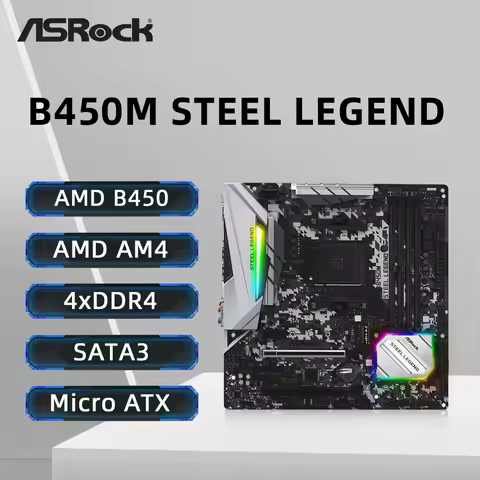 ASRock B450M STEEL LEGEND Motherboard AMD AM4 Support R5 5600 5600G R7 5700X3D 5800X CPU 4xDDR4 128 GB HDMI M.2 mATX Mainboard