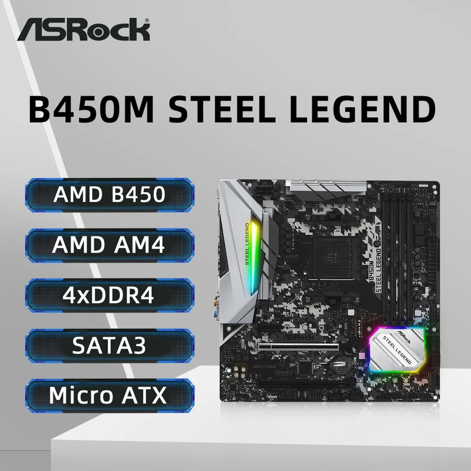 CPU B450M Steel Legend Ryzen 5 5600G 16GB ASRock B450M STEEL LEGEND Motherboard AMD AM4 Support R5 5600