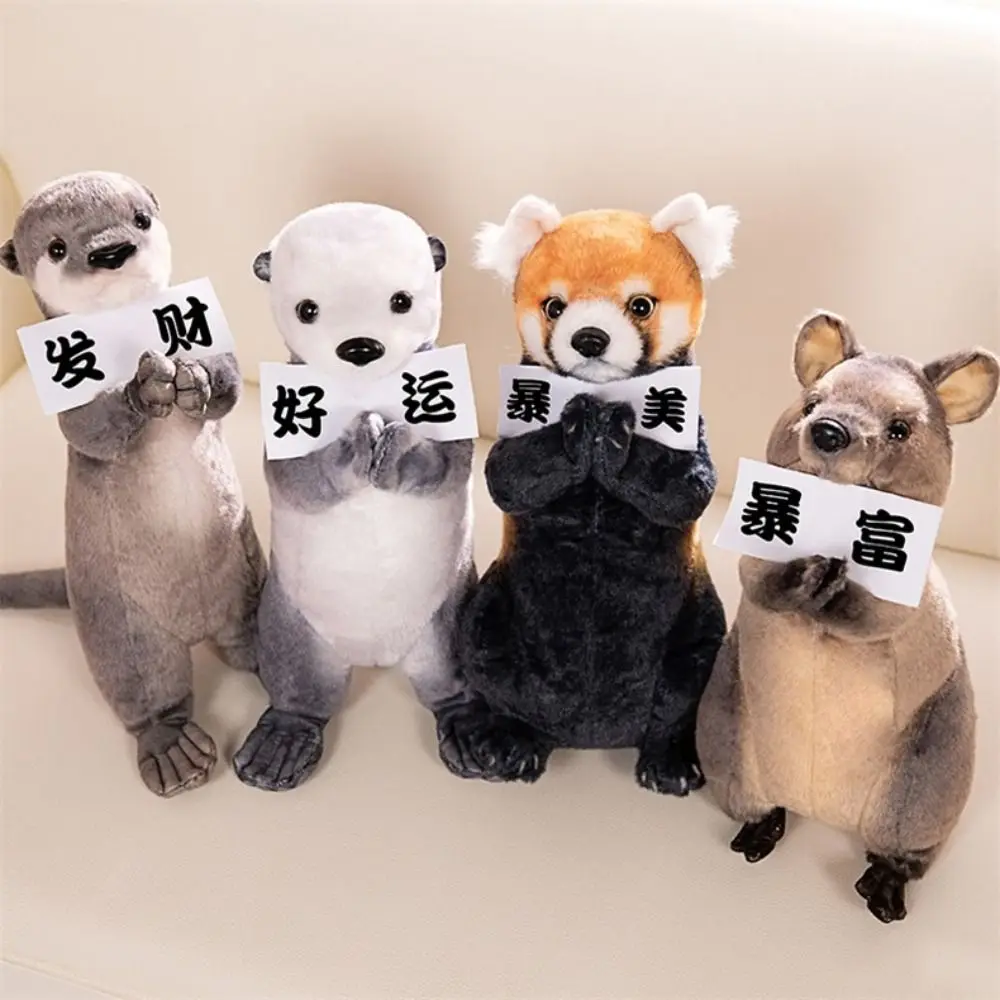 Thank for Blessing Sea Otter Plush Short-Tailed Kangaroo Animal Plush Doll Cute Cartoon 35cm Stuffed Red Panda Kids Toy