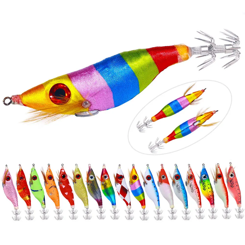 5 Stück 9g 10cm gewickelte Garnelenköder, Tintenfisch-Angelköder, Squid-Jig, Hartköder, Jigging-Köder, Tintenfisch- und Oktopus-Köder, Pesca Calamar
