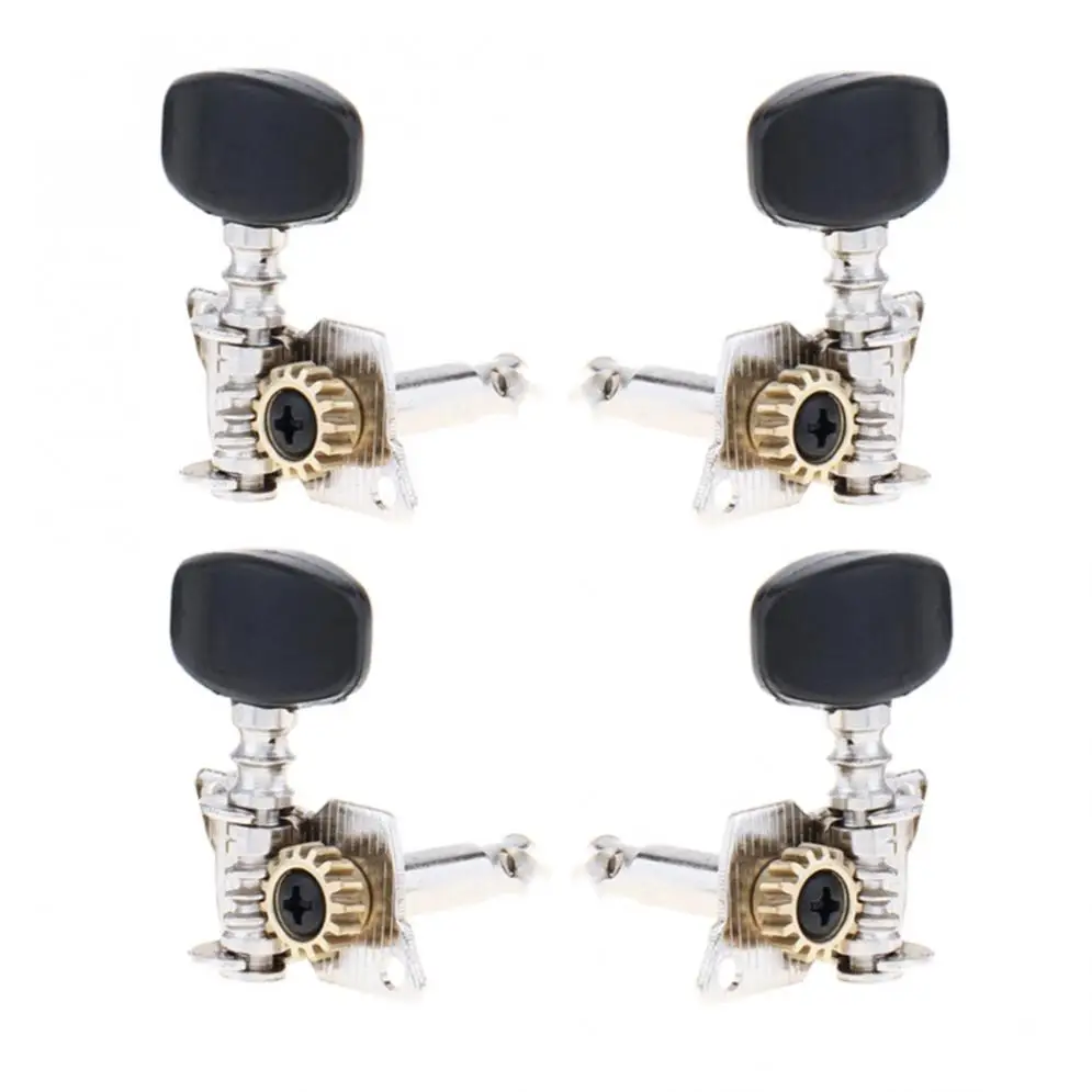 4pcs Ukulele Black Tuning Pegs 2R+2L Steel Machine Heads Tuners for 21 / 23 / 26 Inch Four Strings Ukuleles