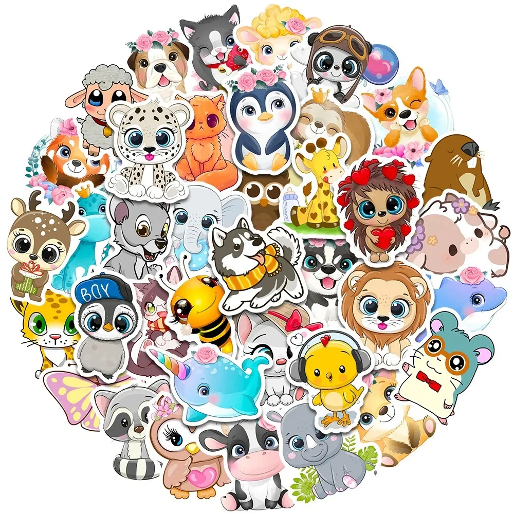 10/30/50pcs Kawaii Cartoon Funny Animal Graffiti Stickers Waterproof Decal DIY Skateboard Stationery Fridge Cute PVC Sticker Toy