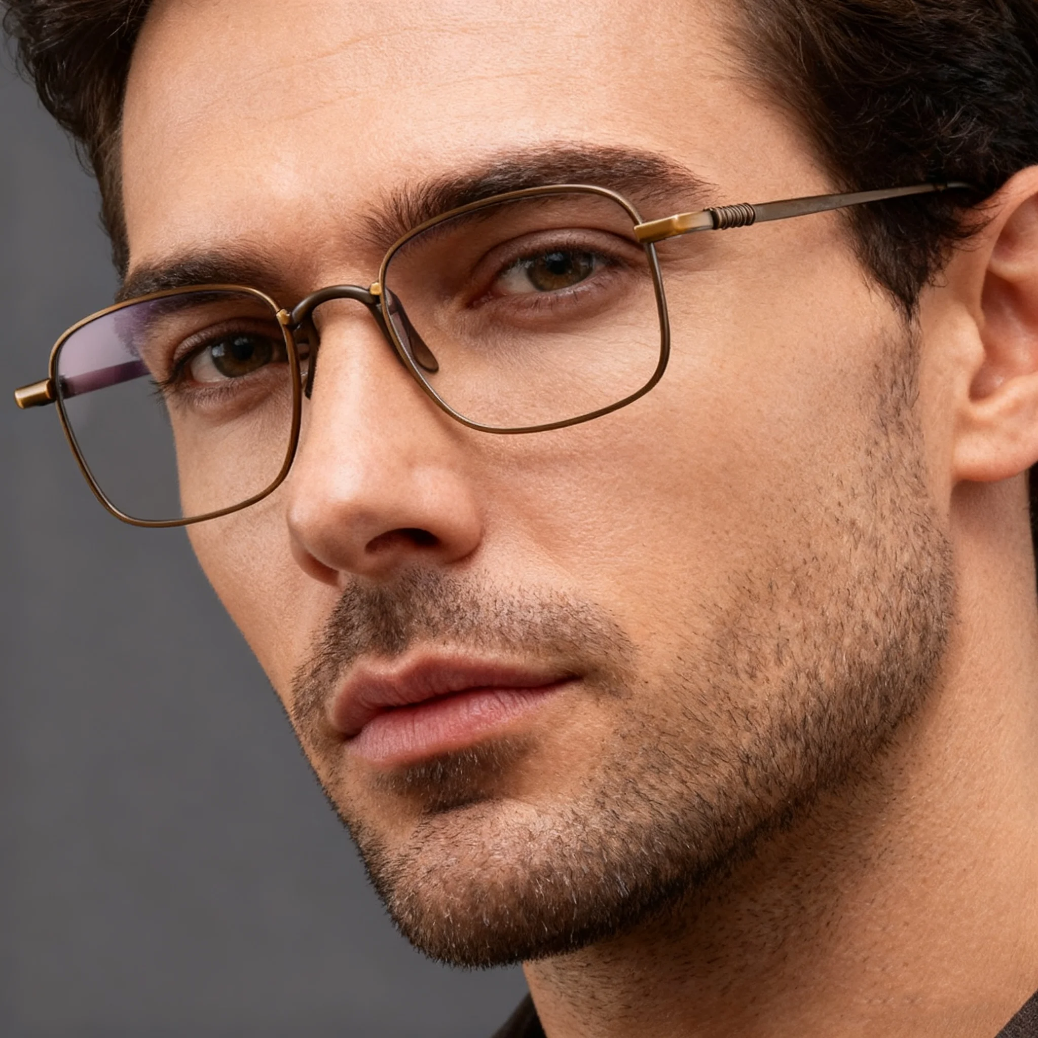 إطار نظارات برونزي عتيق مع وصفة طبية 1.56 1.61 1.67 1.74 عدسات قصر النظر التقدمية نظارات القراءة التيتانيوم #2