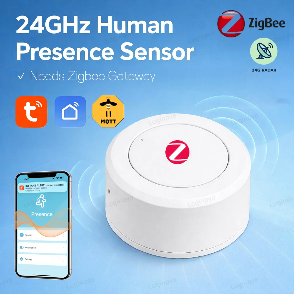 ZigBee 24G MmWave Radar Human Presence Motion Sensor Mini PIR Detector For Tuya Smart Life Z2M Home Automation Need Gateway