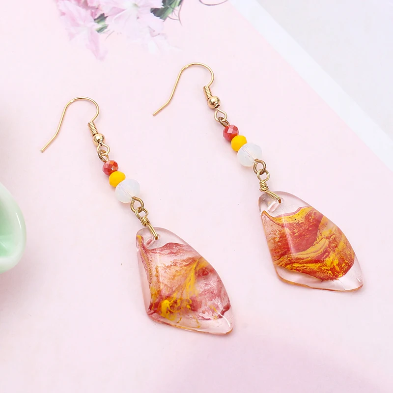 Transparente Tropfenohrringe für Damen, luxuriöse Kristall-Handarbeit, kunstvoll verflochtenes Design, Vintage, geometrische, unregelmäßige Form, Schmuck für den täglichen Gebrauch. – Detail 6