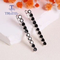 Elegant and noble Natural Black spinel long earrings 925 sterling silver gorgeous jewelry women's banquet & holiday gifts
