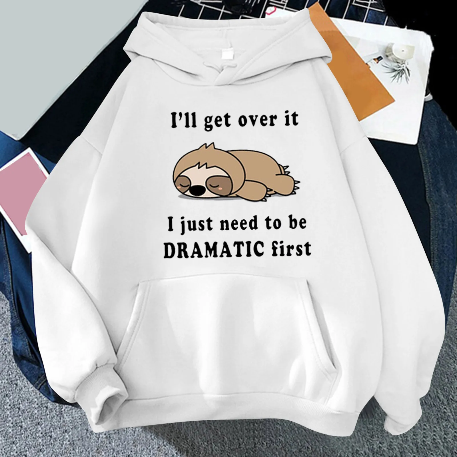 

I'll Get Over It Print Sweatshirts Pullovers Hoodie Women Fashion 2023 Harajuku Loose Hooded Autumn Winter Female Clothes