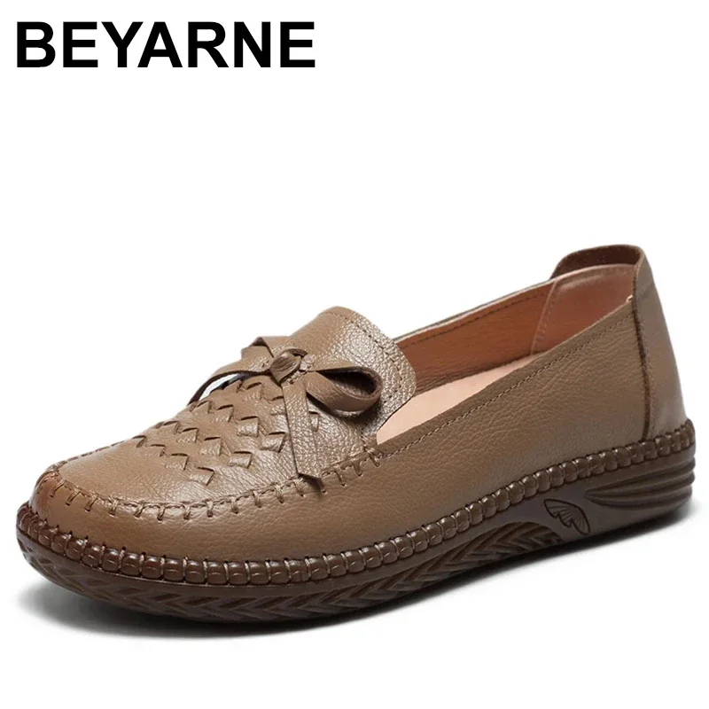 

Fashion Women Shoes Genuine Leather Loafers Women Casual Shoes Mother Soft Comfortable Shoes Women Flats Non-slip