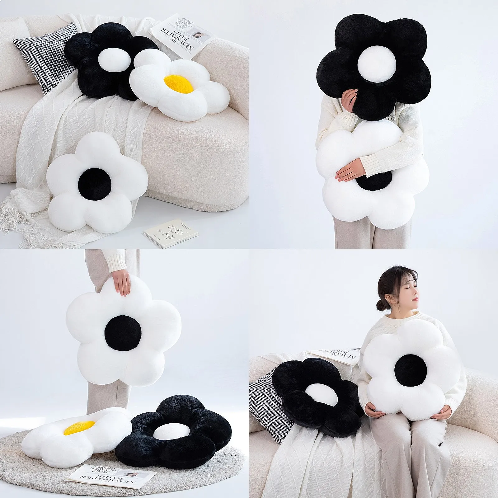 1pc Flower Shape Throw Pillow, Cute Floor Mat Seat Decorative Soft Plush 3D Floral Cushion for Sofa, Bed, Chair, Home Decor