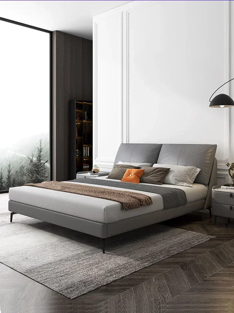 

Усовершенствованная прочная и практичная легкая кожаная кровать, двуспальная кровать из воловьей кожи на первом этаже, свадебная кровать в главной спальне, маленькая