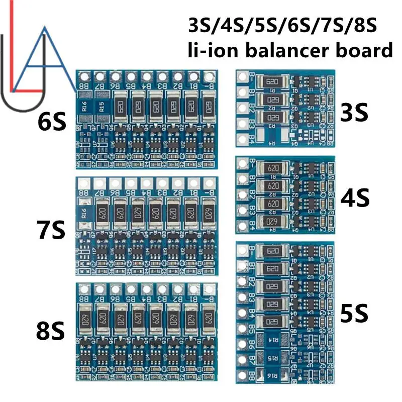 Placa de íon-lítio 3S 4S 5S 6S 7S 8S 21V 4.2v 18650 Balanceador de carga Balncing Suporte de função de bateria de equilíbrio completo Fonte de alimentação Lipo